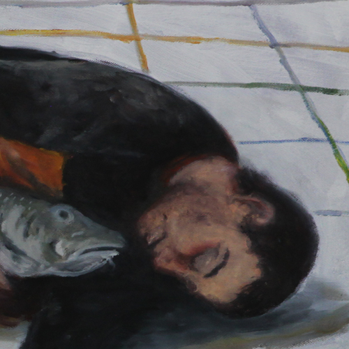 Betrunkener mit Fisch, 2014